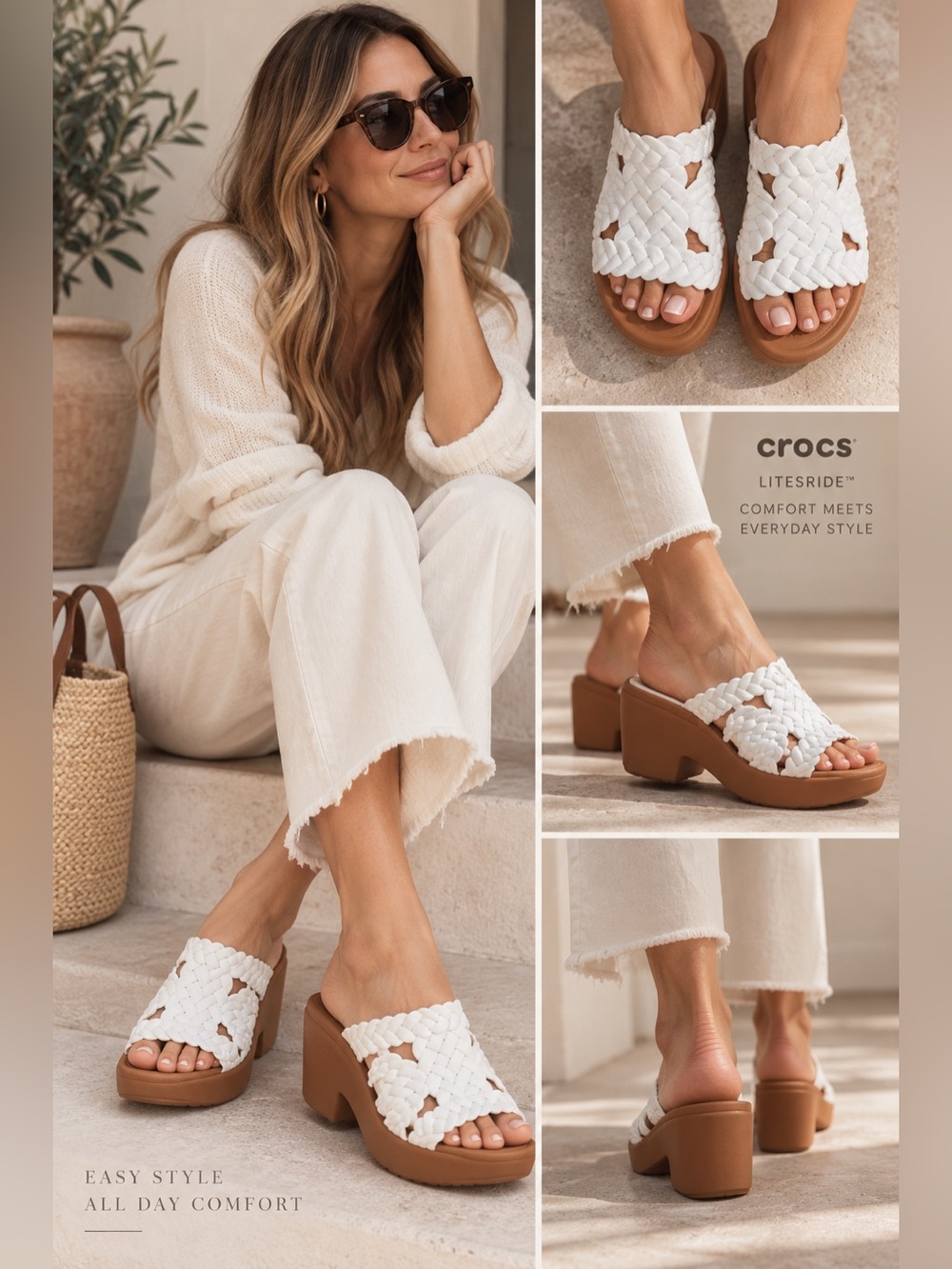Crocs Brooklyn Woven Low Wedge Sandals